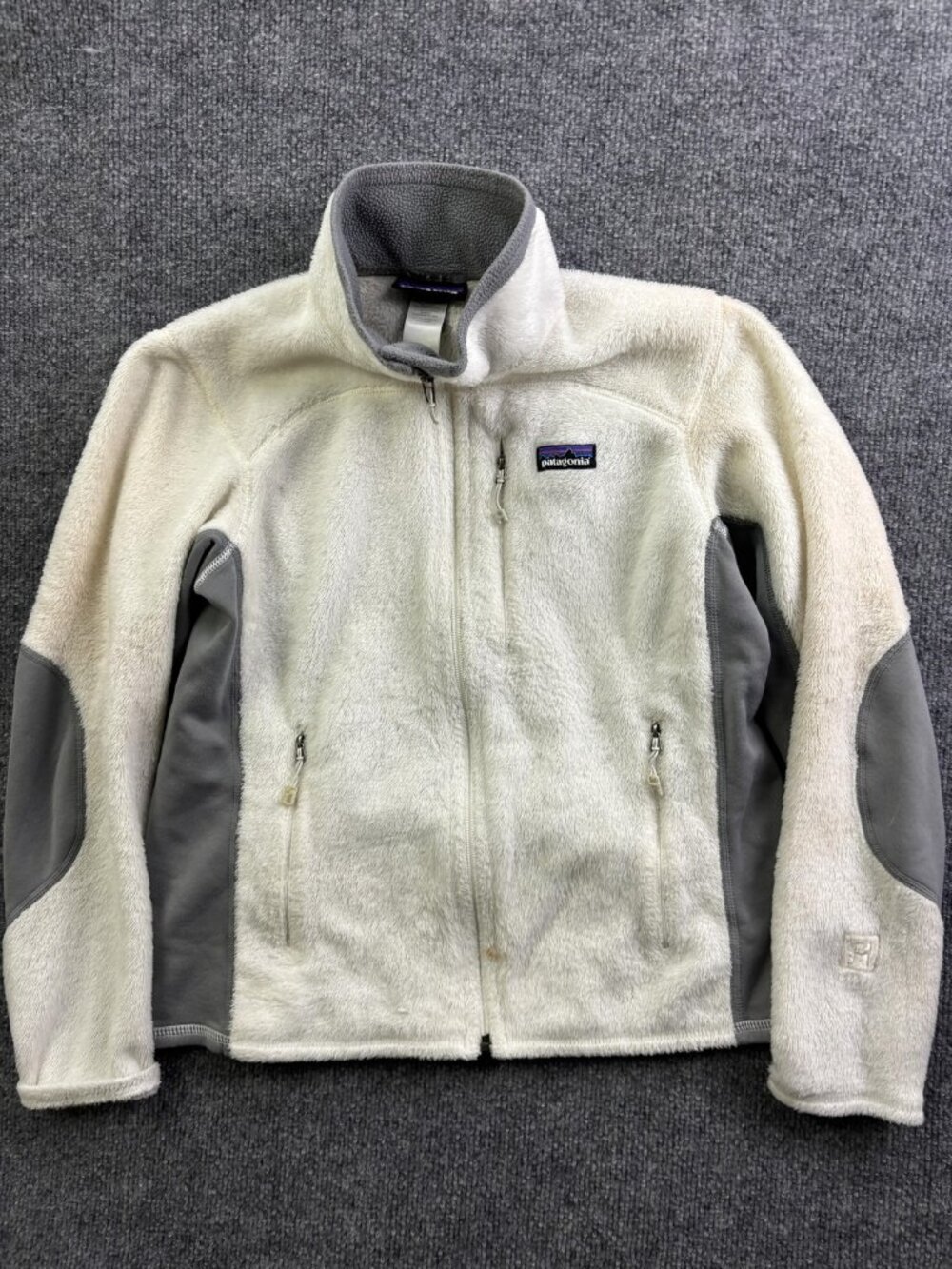 Patagonia R2 Fleece Jacket Womens Small White Gray Full Zip‎ Polartec Pockets